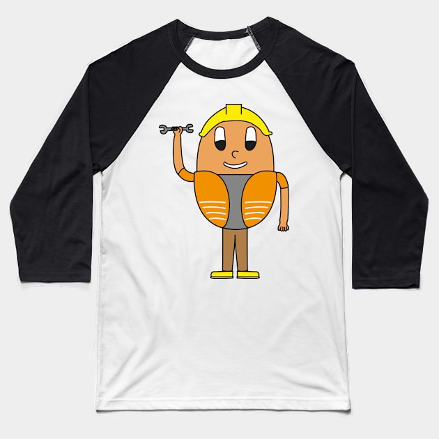 Egg Construction-Worker Baseball T-Shirt by M.-P.-Mueller